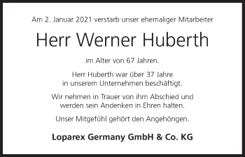 Anzeige von Werner Huberth von MGO