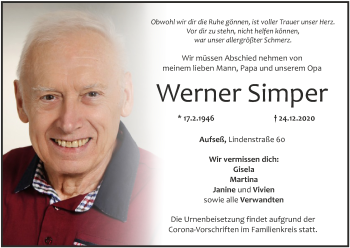 Anzeige von Werner Simper von MGO