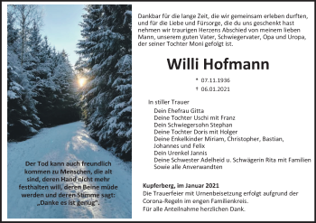 Anzeige von Willi Hofmann von MGO