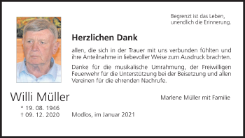 Anzeige von Willi Müller von MGO