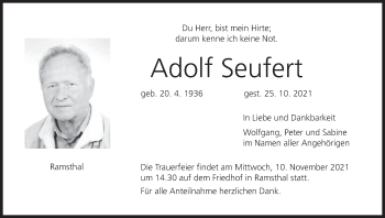 Anzeige von Adolf Seufert von MGO