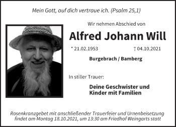 Anzeige von Alfred Johann Will von MGO