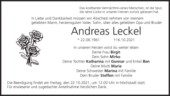 Anzeige von Andreas Leckel von MGO