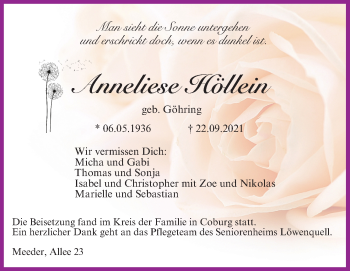 Anzeige von Anneliese Höllein von MGO
