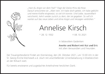 Anzeige von Annelise Kirsch von MGO