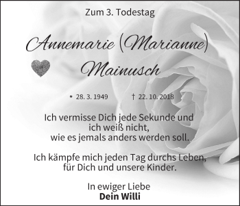 Anzeige von Annemarie Mainusch von MGO