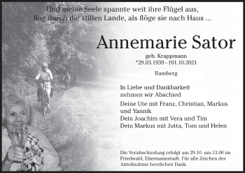 Anzeige von Annemarie Sator von MGO