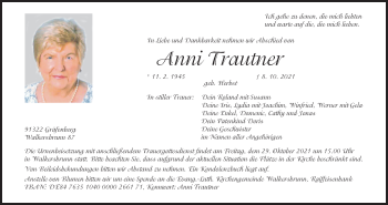 Anzeige von Anni Trautner von MGO