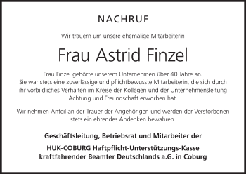 Anzeige von Astrid Finzel von MGO
