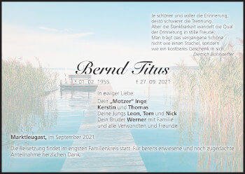 Anzeige von Bernd Titus von MGO