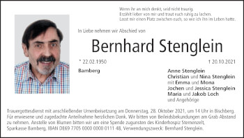 Anzeige von Bernhard Stenglein von MGO