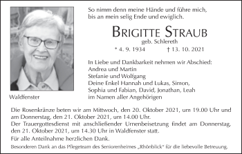 Anzeige von Brigitte Straub von MGO