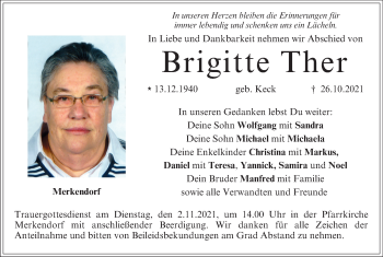 Anzeige von Brigitte Ther von MGO