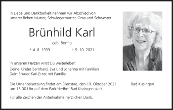 Anzeige von Brünhild Karl von MGO