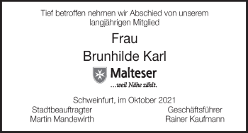 Anzeige von Brunhilde Karl von MGO
