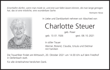 Anzeige von Charlotte Steuer von MGO