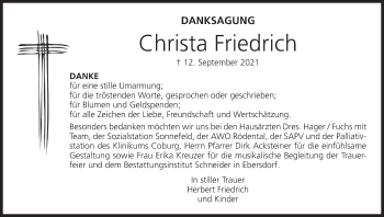 Anzeige von Christa Friedrich von MGO