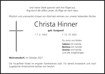 Anzeige von Christa Hinner von MGO