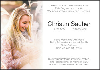 Anzeige von Christin Sacher von MGO