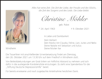 Anzeige von Christine Möhler von MGO