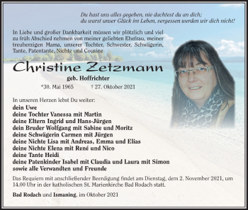 Anzeige von Christine Zetzmann von MGO