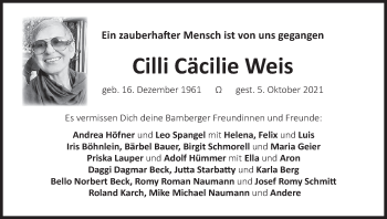 Anzeige von Cilli Cäcilie Weis von MGO