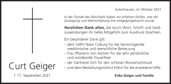 Anzeige von Curt Geiger von MGO