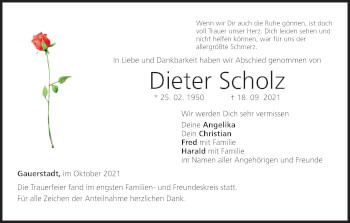 Anzeige von Dieter Scholz von MGO