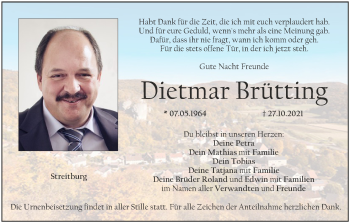 Anzeige von Dietmar Brütting von MGO