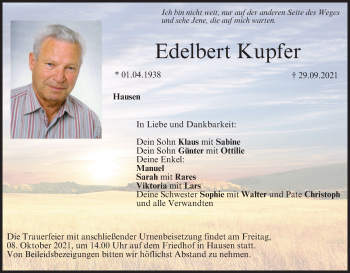 Anzeige von Edelbert Kupfer von MGO