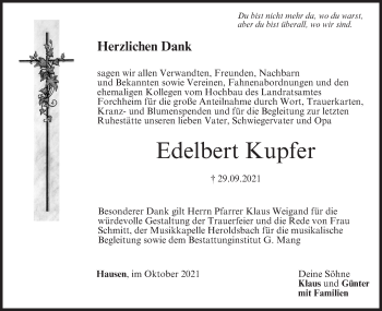 Anzeige von Edelbert Kupfer von MGO