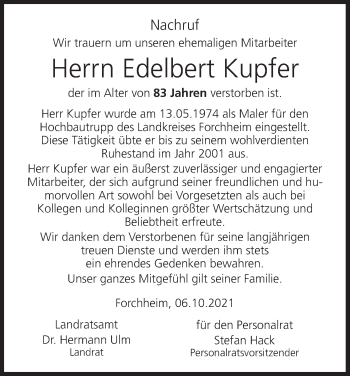 Anzeige von Edelbert Kupfer von MGO