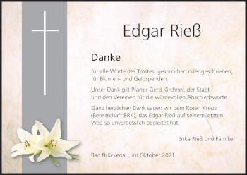 Anzeige von Edgar Rieß von MGO