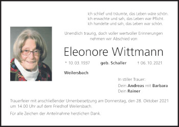 Anzeige von Eleonore Wittmann von MGO