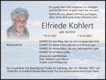 Anzeige von Elfriede Kohlert von MGO