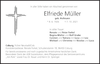 Anzeige von Elfriede Müller von MGO