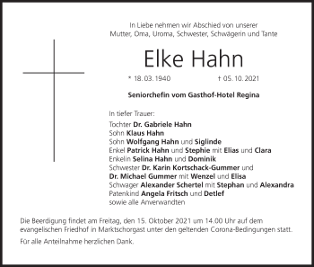 Anzeige von Elke Hahn von MGO