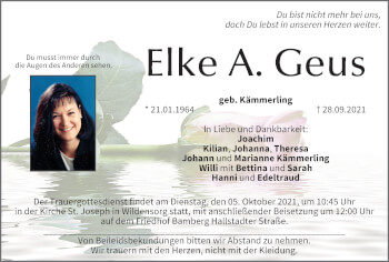 Anzeige von Elke A. Geus von MGO