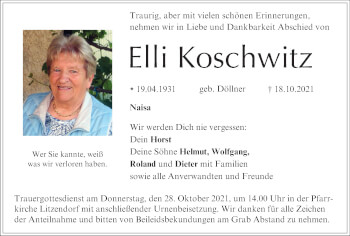 Anzeige von Elli Koschwitz von MGO