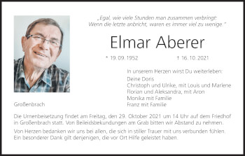 Anzeige von Elmar Aberer von MGO