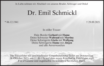 Anzeige von Emil Schmickl von MGO