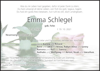 Anzeige von Emma Schlegel von MGO