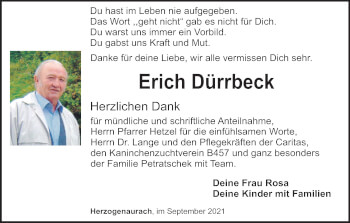 Anzeige von Erich Dürrbeck von MGO