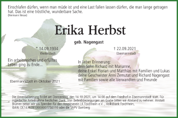 Anzeige von Erika Herbst von MGO