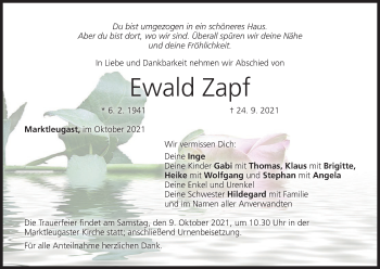 Anzeige von Ewald Zapf von MGO