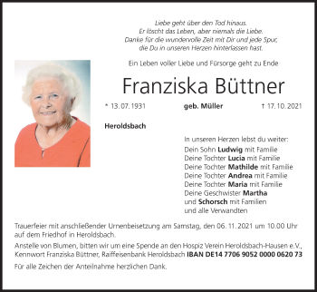 Anzeige von Franziska Büttner von MGO