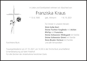 Anzeige von Franziska Kraus von MGO