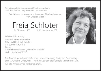 Anzeige von Freia Schloter von MGO