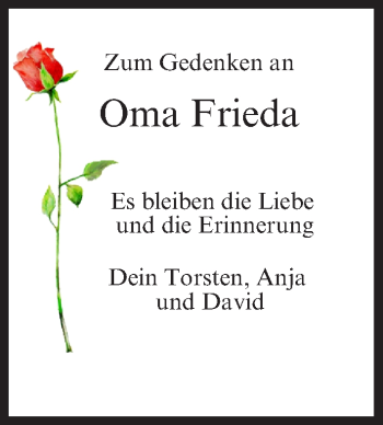 Anzeige von Frieda  von MGO