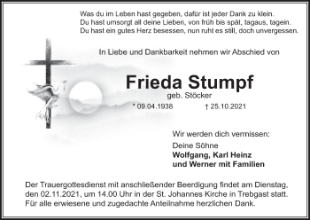 Anzeige von Frieda Stumpf von MGO